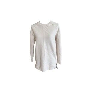 Varley Women’s Small Ivory Ribbed Sweatshirt Side Zip Detail EUC Athleisure